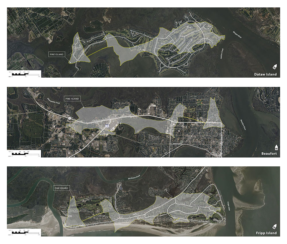 Land Mass Comparison: Pine Island vs. Dataw Island, Beaufort & Fripp Island