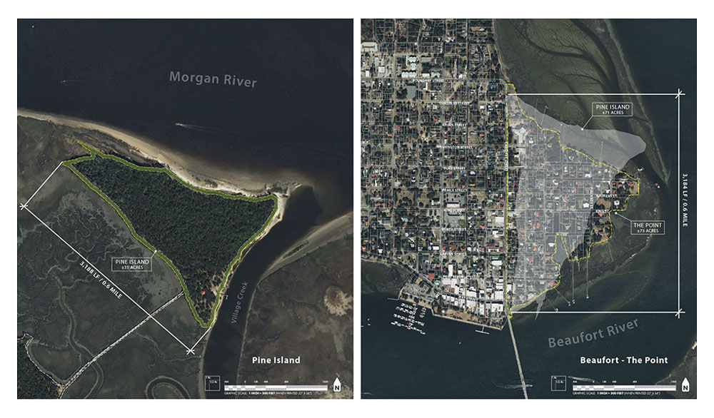 Land Mass Comparison: Pine Island vs. The Point, Beaufort